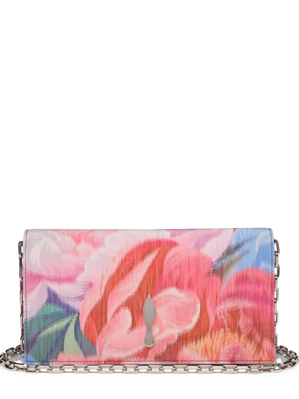 Christian Louboutin BETTINA Silk Peonies Peony Floral Clutch Shoulder Bag
